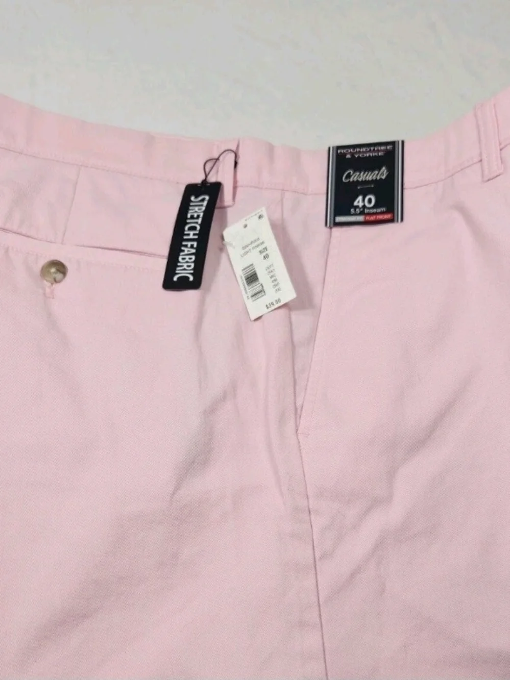 Roundtree & Yorke Mens Size 40 Shorts Classic Chino Flat Front Pink NWT 05